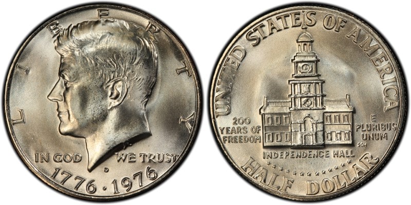 $10,000.00 Kennedy Half Dollar, 1976-D Clad MS PCGS GENUINE