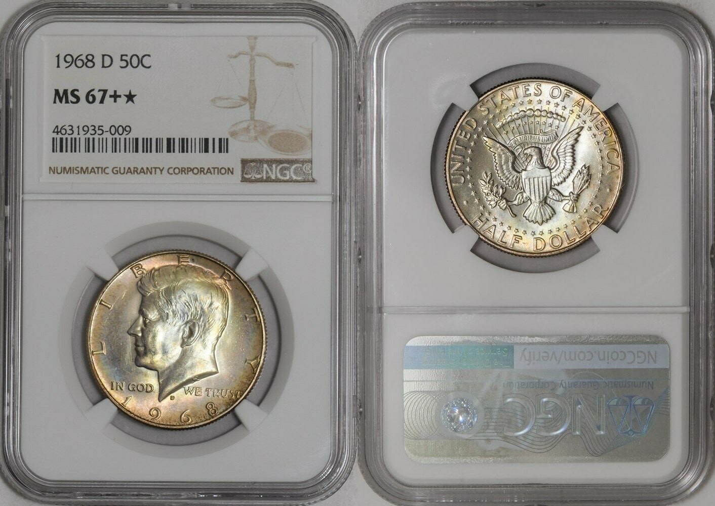 $7,500.00 Kennedy Half Dollar, 1968-D MS67