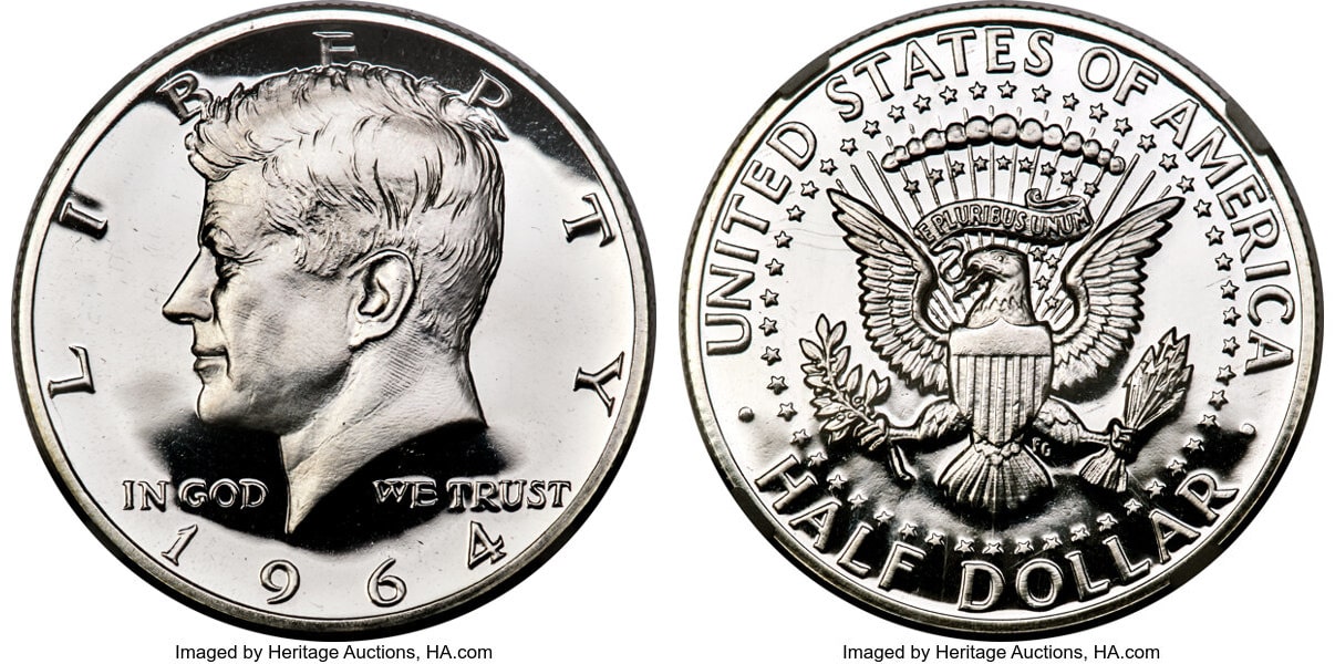 $45,600.00 Kennedy Half Dollar 1964 50C Accented Hair PR69