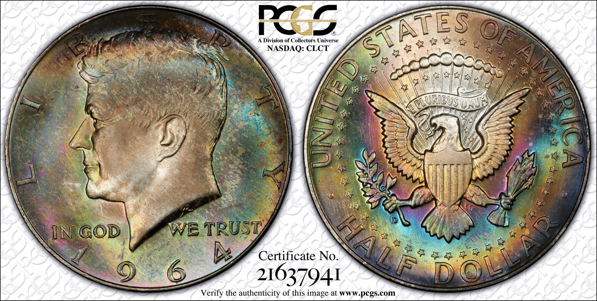 $22,325.00 1964-D 50C Kennedy Half Dollar  "Richard Green Collection" Pedigree