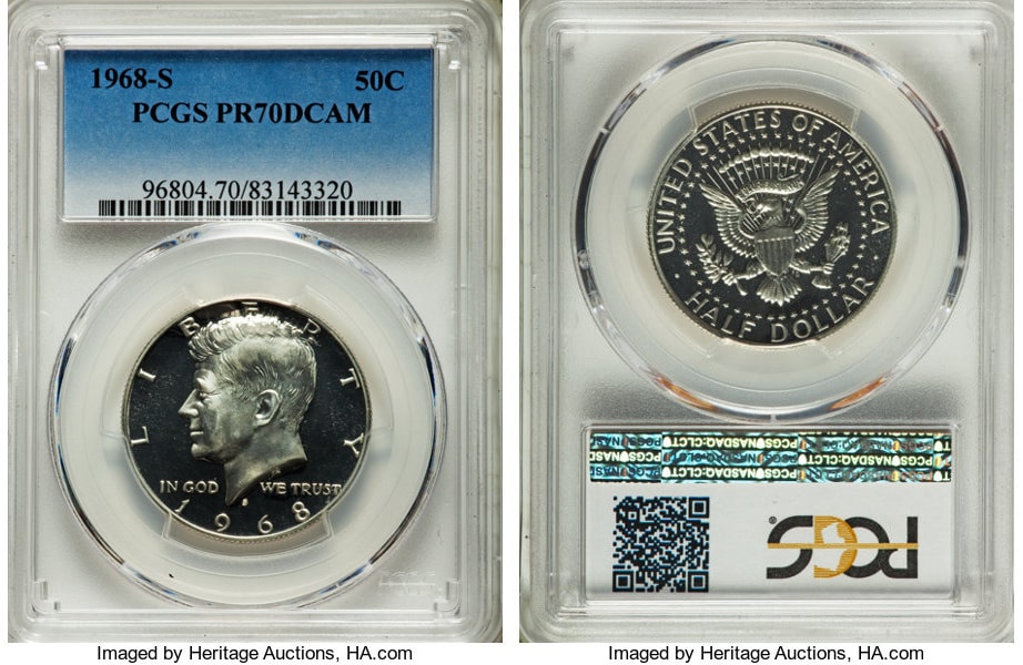 $21,600.00 1968-S 50C Kennedy Half Dollar PR70 Deep Cameo PCGS