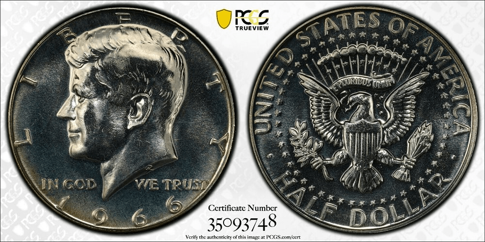 $15,000.00 1966 50C Kennedy Half Dollar SP68