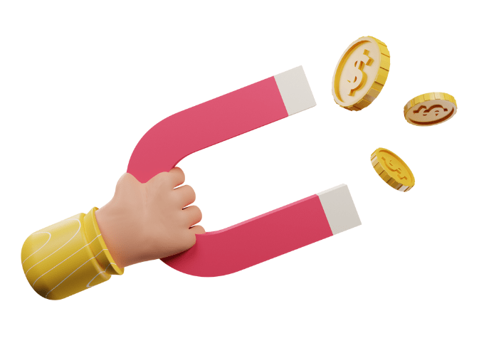 Magnet and gold coins