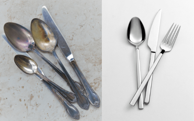 Tarnished Silverware vs Clean Silverware